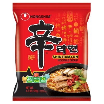 Nongshim Shin Ramyun Spicy Beef Ramen Noodle Soup, (4 Pack)